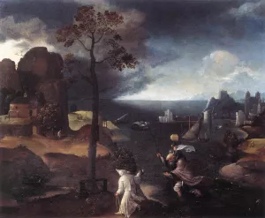 St Christopher Bearing the Christ Child Oil painting by Joachim Patenier (Patinir)
