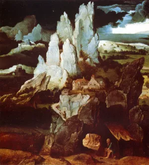 St. Jerome In A Rocky Landscape Oil painting by Joachim Patenier (Patinir)