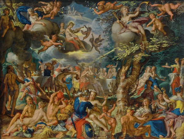Main Product Photo of A Banquet Of The Gods Painting by Joachim Wtewael
