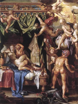 Mars and Venus Discovered by the Gods by Joachim Wtewael - Oil Painting Reproduction