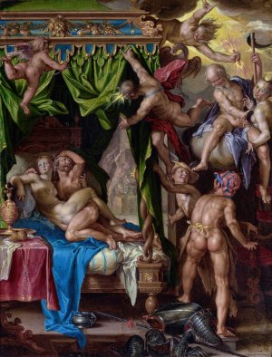 Mars and Venus Surprised By Vulcan by Joachim Wtewael Oil Painting