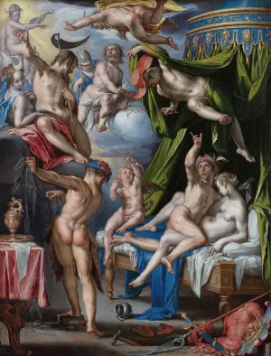 Mars and Venus Surprised By Vulcan by Joachim Wtewael Oil Painting