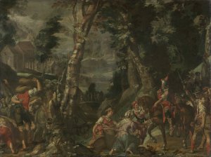 Meeting between David and Abigail by Joachim Wtewael Oil Painting