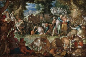 Moses Striking the Rock by Joachim Wtewael Oil Painting