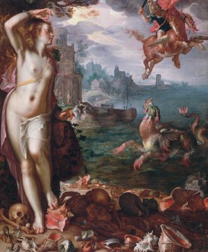 Perseus Releases Andromeda by Joachim Wtewael Oil Painting