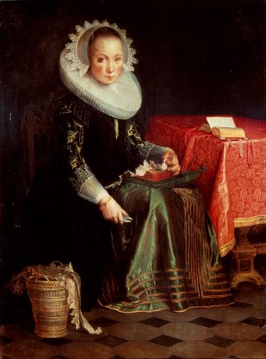 Portrait Of Eva Wtewael by Joachim Wtewael Oil Painting
