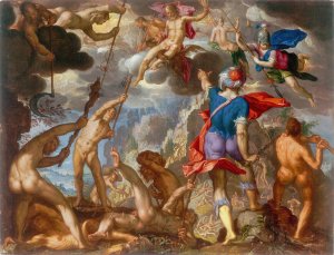 The Battle Between The Gods and The Giants by Joachim Wtewael Oil Painting