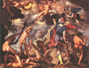 The Battle Between the Gods and the Titans by Joachim Wtewael - Oil Painting Reproduction