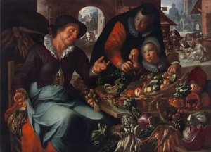 The Fruit And Vegetable Seller by Joachim Wtewael Oil Painting
