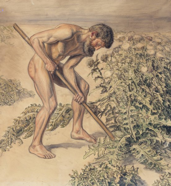 Adam Drawing up Thistle  by Joakim Skovgaard - Hand-Painted Oil Painting Reproduction