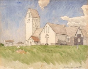 Ejsing Kirke by Joakim Skovgaard Oil Painting
