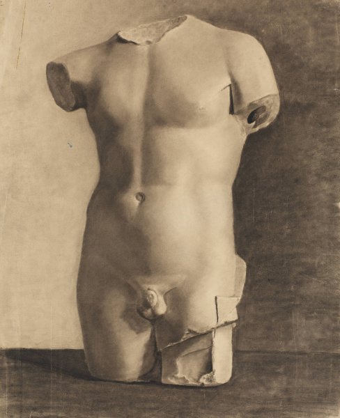 Tegning Efter Gips Af Antik Ynglingetorso  by Joakim Skovgaard - Hand-Painted Oil Painting Reproduction