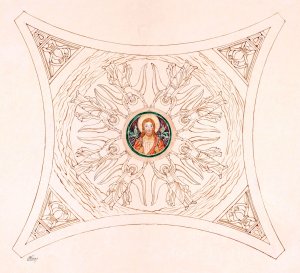 Udkast til freskerne i Viborg Domkirke. Sondre korsarms-hvaelvning by Joakim Skovgaard Oil Painting