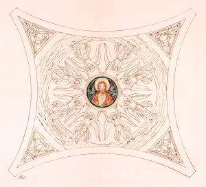 Udkast til freskerne i Viborg Domkirke. Sondre korsarms-hvaelvning by Joakim Skovgaard Oil Painting