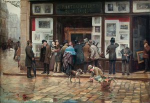Public Exhibition of a Picture by Joan Ferrer Miro Oil Painting