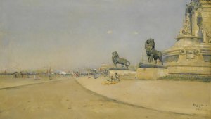Columbus Square, Barcelona by Joan Roig I Soler Oil Painting
