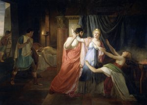 Proculeius Preventing Cleopatra from Stabbing herself by Joannes Echarius Carolus Alberti Oil Painting
