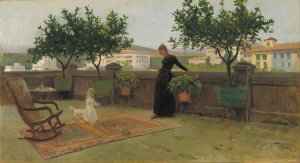 Terrace by Joaquim Vayreda Oil Painting
