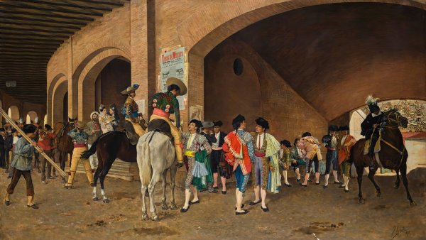 Preparing For The Corrida  by Joaquin Agrasot - Hand-Painted Oil Painting Reproduction