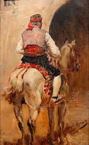 Un Picador En Un Caballo Gris by Joaquin Agrasot Oil Painting