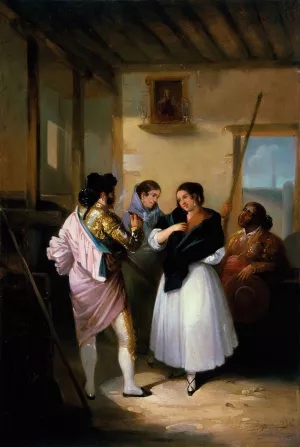 Maja and Bullfighter by Joaquin Dominguez Becquer Oil Painting