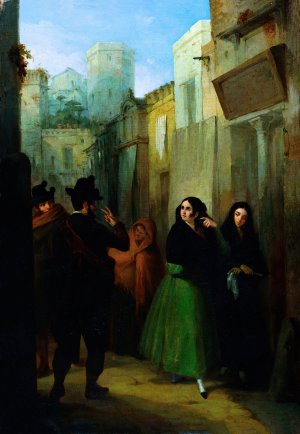 Rendezvous in the Street by Joaquin Dominguez Becquer Oil Painting