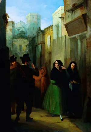 Rendezvous in the Street by Joaquin Dominguez Becquer Oil Painting