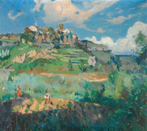 El Pueblo, San Quirce De Valles by Joaquin Mir Trinxet Oil Painting