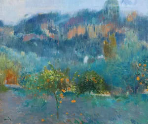 Paisaje Mallorquin Con Naranjos  by Joaquin Mir Trinxet Oil Painting