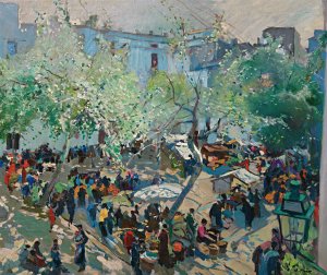 Plaza De Pau Casals, Vilanova by Joaquin Mir Trinxet Oil Painting