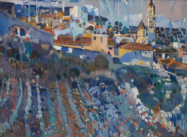 Main Product Photo of Terraced Village  Painting by Joaquin Mir Trinxet