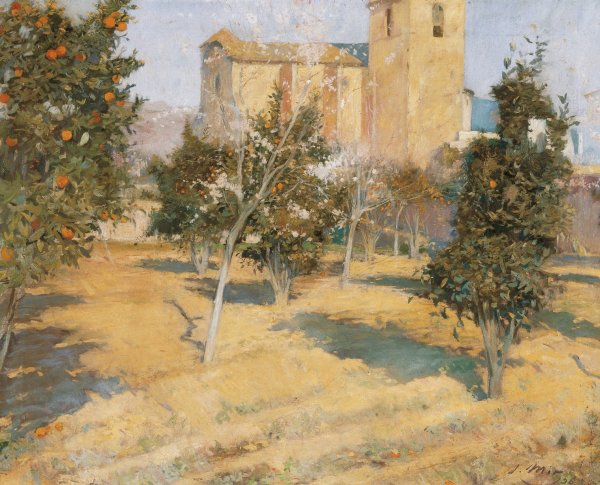Main Product Photo of The Rector's Orchard  Painting by Joaquin Mir Trinxet