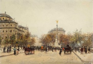 La Place Du Chatelet, Paris by Joaquin Miro Oil Painting