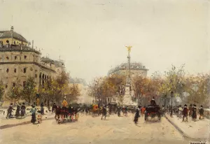 La Place Du Chatelet, Paris by Joaquin Miro Oil Painting
