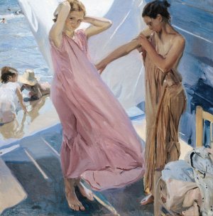 After Bathing, Valencia by Joaquin Sorolla Oil Painting
