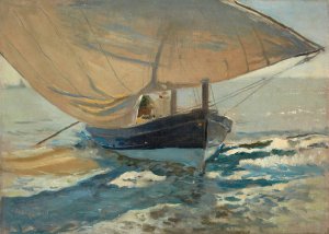 Barcas En La Playa Oil painting by Joaquin Sorolla