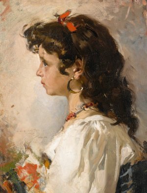 Cabeza de italiana by Joaquin Sorolla Oil Painting