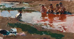 En El Rio by Joaquin Sorolla Oil Painting