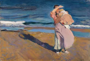 Fisherwomen with her son by Joaquin Sorolla Oil Painting