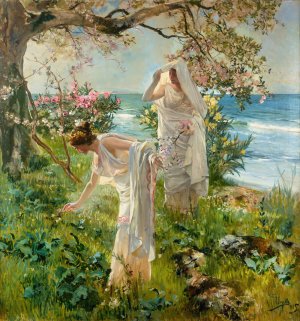 Greek girls on the shore by Joaquin Sorolla Oil Painting