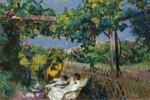 La Siesta En El Jardin by Joaquin Sorolla Oil Painting