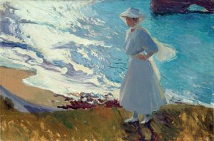 Maria on the Beach at Biarritz or Contre-jour by Joaquin Sorolla Oil Painting