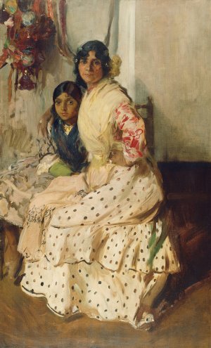 Pepilla the Gypsy and Her Daughter by Joaquin Sorolla Oil Painting