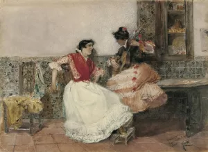 Playing the Guitar by Joaquin Sorolla Oil Painting