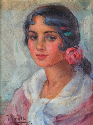 Portrait Of A Woman by Joaquin Sorolla Oil Painting