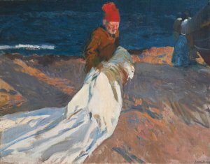 Recogiendo la vela, playa de Valencia by Joaquin Sorolla Oil Painting