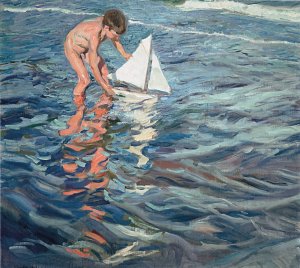 The Little Sailing Boat Oil painting by Joaquin Sorolla