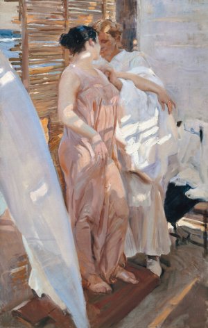 The Pink Robe by Joaquin Sorolla Oil Painting