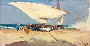 The Return Of The Catch. Valencia Beach by Joaquin Sorolla Oil Painting