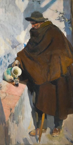 Viejo Castellano Sirviendose Vino by Joaquin Sorolla Oil Painting